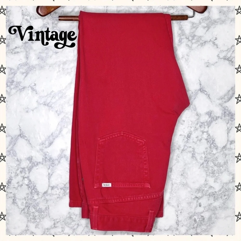 Guess 90s Red High Rise Canvas Jeans Made In USA Women’s 32 - Picture 13 of 13